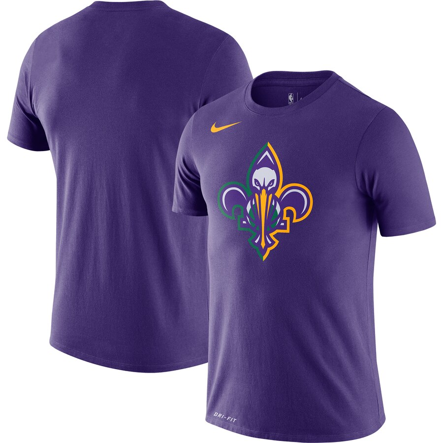 Men 2020 NBA Nike New Orleans Pelicans Purple City Edition Logo DFCT Performance TShirt